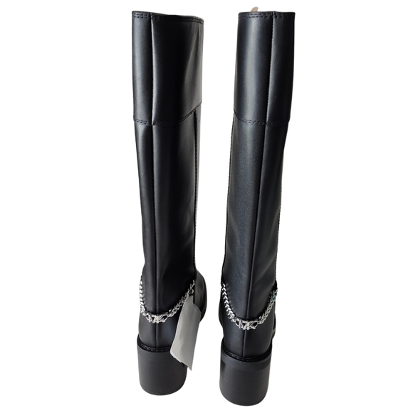 Michael Kors Carlisle Black Leather Pullon  Knee-High Boots - Picture 2 of 11
